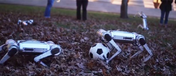  Будущее близко — стая роботов-собак играет в футбол и делает сальто 
